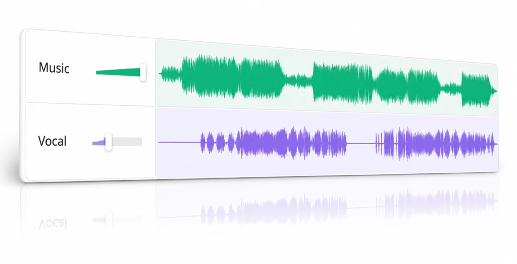 Separated audio and vocal waveform preview